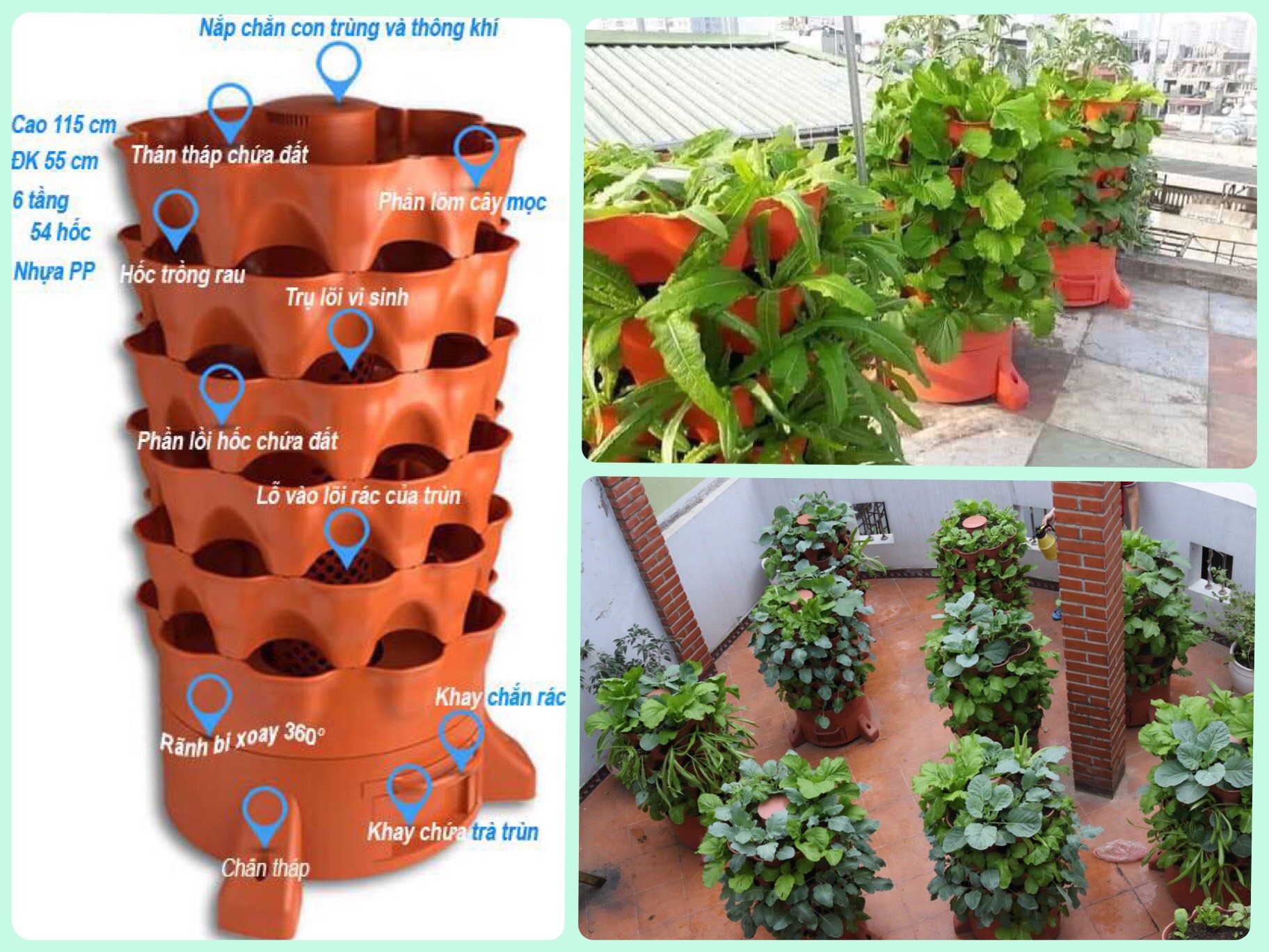 tháp trồng rau hữu cơ eco vn